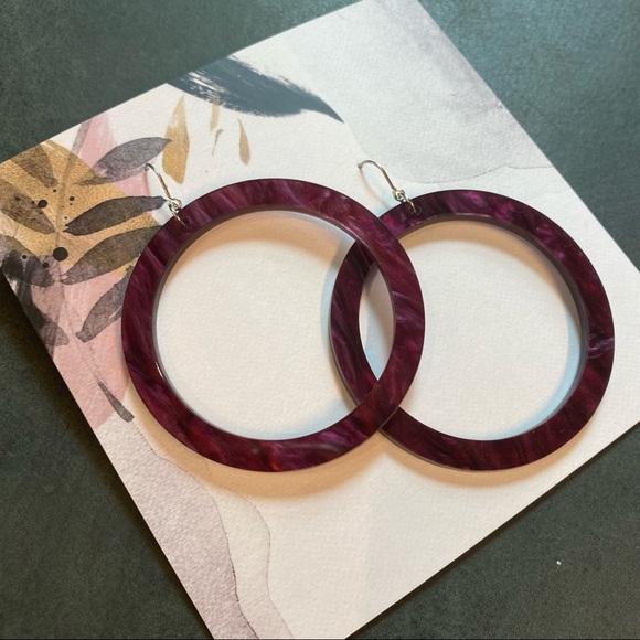 Handmade Acrylic Hoop Earrings - Large multicolor - Picture 5 of 6